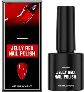 Jelly Nude Red Nail Varnish, Fast-Drying Transparent Jelly Red Nail Polish, Long Lasting Chip Resistant Air, Nude Nail Polish, Art Manicure Diy Home Gel Polish Nail Design Gift for Women (1, Pcs)