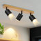 ZMH Deckenstrahler 3 Flammig Deckenspots Schwarz - Küchenlampe Holz GU10 Wandstrahler 350° Drehbar Vintage Küche Strahler Industrial Retro Spots für Wohnzimmer Schlafzimmer Flur (Ohne Leuchtmittel)