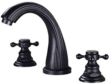 Badezimmer 3-Loch-Retro, Badezimmerwaschbecken 8 Zoll, Warm- und Kaltbad-Waschtischarmatur, Retro-Schwarz-Badezimmerarmatur, Schwarz B, Waschbecken-Wasserhahn