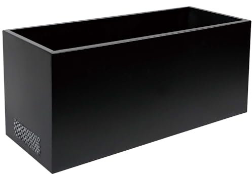 Großer schwarzer hoher, rechteckiger Stahl-Pflanzkasten für den Garten, atmungsaktiver Pflanztopf mit Drainagelöchern und 2 Netzschlitzen, für drinnen und draußen, Blumentöpfe (L x B x H): 77 x 28 x