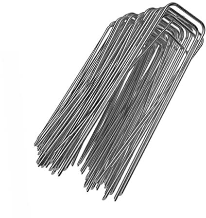 Toyvian 50 Pièces Clou de Fixation en Forme de u Outil de pelouse Coupe-Bordures Clou en u pour Pile de Jardin Paysage pieu Clous en Tissu Ongles Anti-Herbe Acier Silver