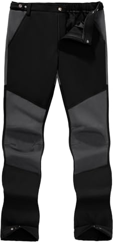 TOMEEK Pantalones Hombre Invierno Impermeable Outdoor Esquí Pantalón de Trabajo Hombre para Actividades Exteriores y Trabajos al Aire Libre Pantalón Bicicleta Senderismo Térmico(Negro,XXL)