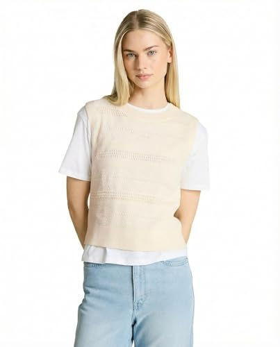 TOM TAILOR Denim Damen 1050386 Pullunder mit Lochmuster