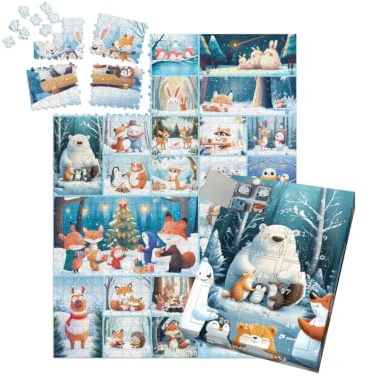 puzzleYOU: Puzzle-Adventskalender | „Die Tierkinder im Winterwald freuen Sich auf Weihnachten“
