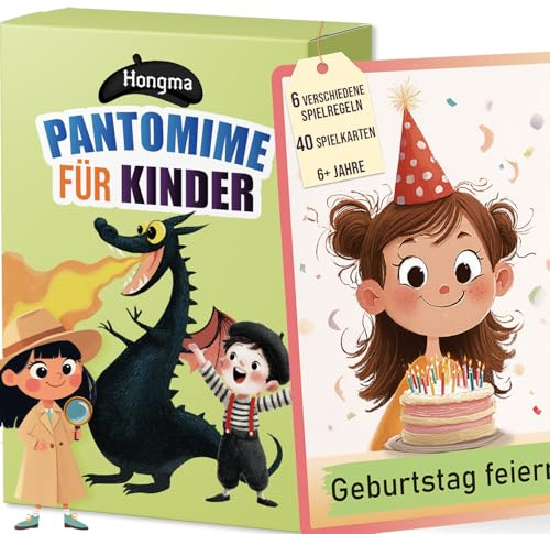 Hongma Pantomime Karten Spiel für Kinder Scharade Lustiges Kartenspiel Familien Ratespiel Spiele für Mädchen Jungen Gesellschaftsspiel