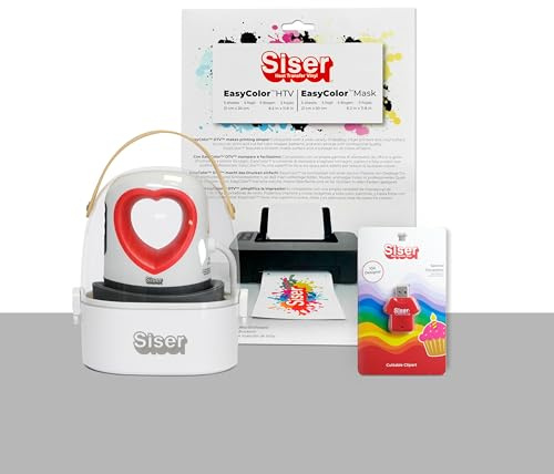 Siser Baby Press Print&Cut-Paket – Enthält eine Mini-Heißpresse, bedruckbares EasyColor Thermovinyl, Zubehör für die Anwendung und Übertragung