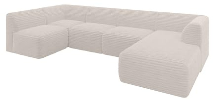 ALTDECOR Ecksofa in U-Form Corner Sofa Bett Eckcouch Couch L-Form Wohnlandschaft Cauchsofa MOVO 345x180x78 Creme