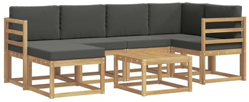 vidaXL Outdoor-Sofagarnitur 7 pcs Weiß und Anthrazit Massivholz Akazie, Garten Sofa, modernes Eckset, wetterfestes Loungemöbel, Terrassen Sitzmöbel für entspannten Komfort