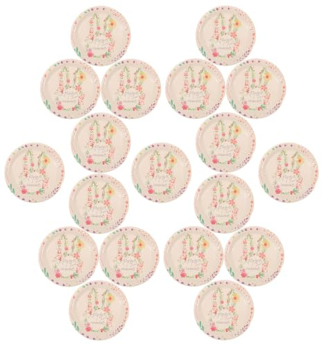 BESTOMZ 40 Pezzi Piatti di Carta per Pasqua Coniglietto Simpatico, Usa e Getta, Materiale Carta Resistente, per Feste di Compleanno e Celebrazioni