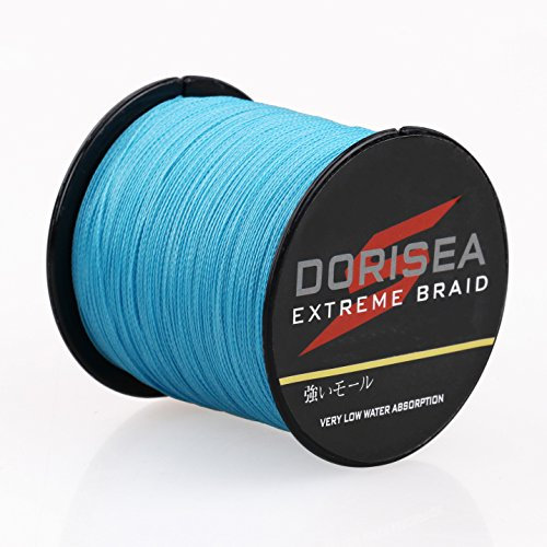 DORISEA Extreme Braid Angelschnur, 100 % PE, geflochten, 2,7 - 136 kg, Test-Angeldraht, 100 m, Angelschnur, abriebfest, unglaubliche Superline, Zero Stretch, kleiner Durchmesser (blau, 0,10 mm)