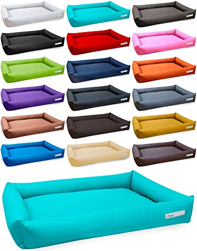 dogsfavorite, Hundebett Starter aus Kunstleder, Hundekissen, Pflegeleicht, 120 x 90 cm, türkis