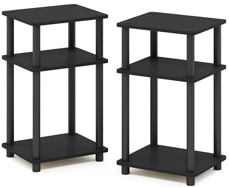 Furinno Beistelltisch mit 3 Ebenen, holz, Americano/Schwarz, 34.04 x 29.21 x 57.91 cm
