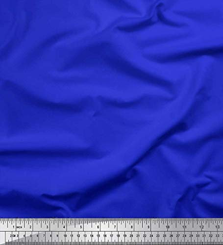 Soimoi Blau Seide Stoff Zu blau Medium Tonfarbe Stoffstoffe Meterware 42 Zoll breit