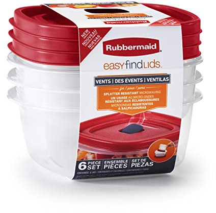 Rubbermaid EasyFindLids Food Storage and Organization Containers, 3-Pack, Racer Red, BPA-Free, Microwave & Dishwasher Safe