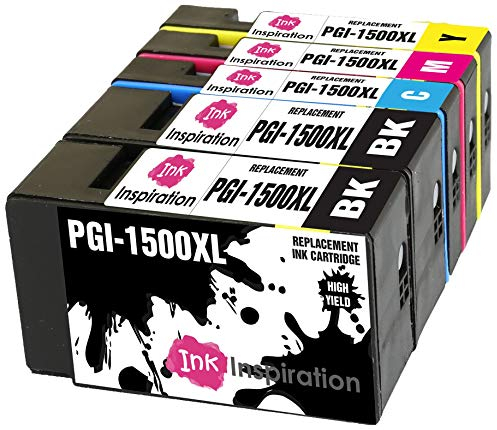 Ink Inspiration® Ersatz für Canon PGI-1500 PGI-1500XL Druckerpatronen 5er-Pack, kompatibel mit Canon MAXIFY MB2050 MB2350 MB2750 MB2150 MB2155 MB2755, Schwarz/Cyan/Magenta/Gelb