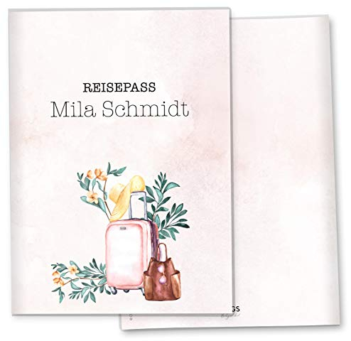 OLGS Reisepasshülle Travel Ausweishülle Schutzhülle für Dokumente & Reisepass personalisierbar mit Namen (Lady, Reisepass personalisiert)