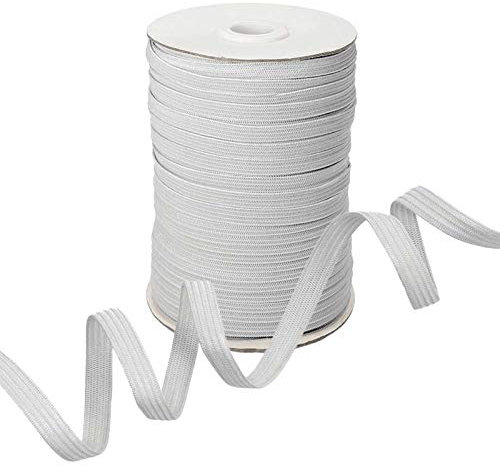 100m Gummiband Gummilitze 7mm flach gestrickt Stretch Elastisch in 19 Farben, Gurtband:336 grau