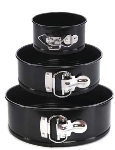 Cake Tins with Zip for Cake Tins Opening 3 Sizes (23 cm - 18 cm - 11 cm) Non-Stick Baking Pan Multi Purpose Removable Round Carbon Steel Cake Mould for Sweets