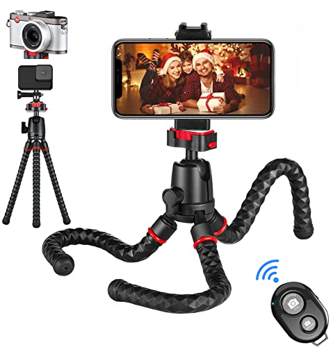 Veetop Handy Stativ für Smartphone und Kamera, Tripod Phone mit Bluetooth-Fernbedienung 360° Rotation
