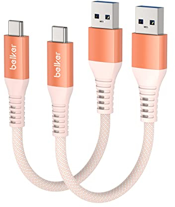 Maxonar USB C Cable[10Gbps Data] USB3.2Gen2 Type C Android Auto Cable QC3.0 3.1A USB A to C Fast Charger for Samsung Note20 Galaxy S23/S22/S21/S20 Z Flip 5 Tab S9 Pixel 8 Pro (2Pack, Orange, 20CM)
