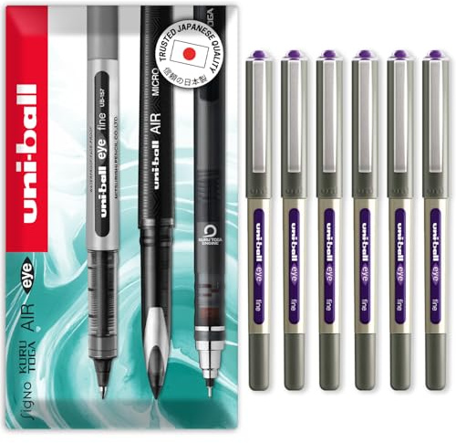uni-ball EYE UB-157 Lot de 6 stylos roller Pointe 0,7 mm Violet