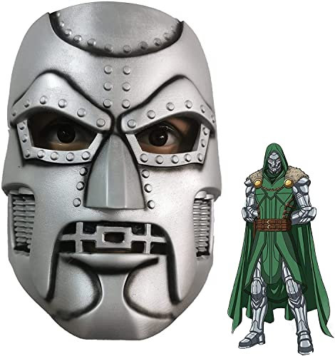 TZLCOS Dr Doom Latex Maske Victor Von Helm Cosplay Karneval Party Halloween Kostüm Requisiten Zubehör, Silber, Einheitsgröße