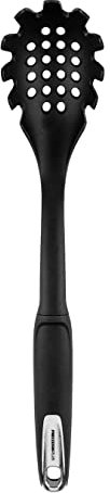 Tower T832185 Precision Plus Nylon Pasta Server with Hanging Loop, Softtex Handle, Black