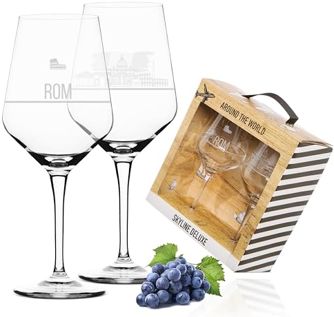 2er Set Weinglas-Kristallglas in einer Geschenkbox | Hochwertiger Siebdruck im eleganten Ätzweiß, detaillierter als Gravur | Geschenkidee für Muttertag, Vatertag, Geburtstag | MADE IN GERMANY