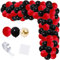 Rot Schwarz Ballon Bogen Girlande Kit - Rot und Schwarz Ballons Gold Konfetti Ballons für Geburtstag Jahrestag Braut Dusche Hochzeit Party Dekorationen