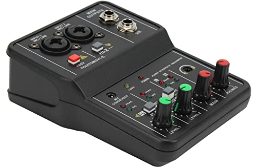 Mezclador USB Mezclador de Audio de 2 Canales USB 48V Phantom Power Consola de Mezcla de Sonido Compacta para Grabación de Música Karaoke en Casa Karaoke en Internet Mezclador de