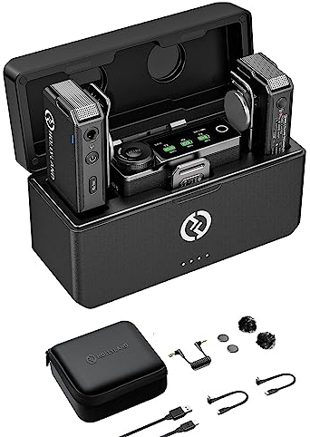 Hollyland LARK MAX Wireless Lavalier Microphone System, 2 Transmitter Receiver Set, Black, 2.4G AFH, 820 Feet (250 m), Portable Mini Lapel Microphone for DSLR Camera/Mobile Device/Computer