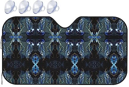 Sonnenschutz für die Windschutzscheibe mit Quallen-Druck, Blau und Gold, hält Ihr Auto kühl und geschützt
