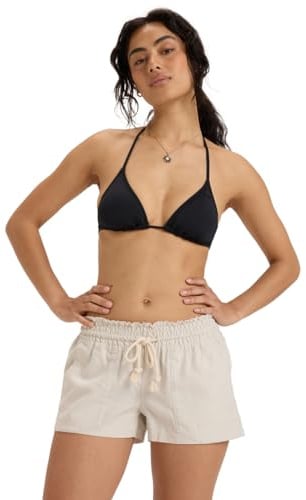 Roxy Oceanside - Leinen Strand Shorts für Frauen Grau