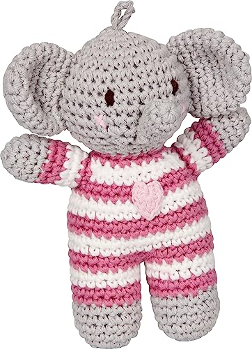 Die Spiegelburg - Häkel-Rassel Elefant, rosa - BabyGlück, 18592