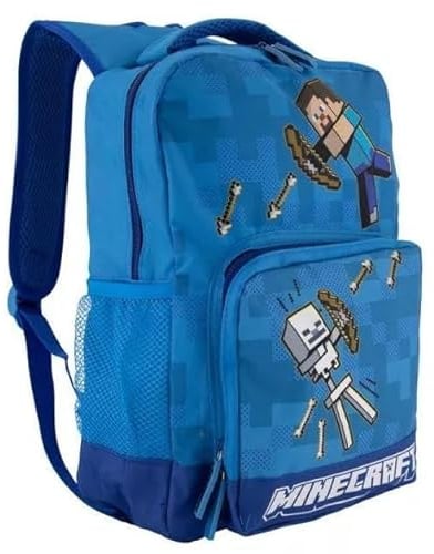 MINECRAFT Zaino Scuola Elementare, Zaino Scuola, Gadget Originali, Azzurro
