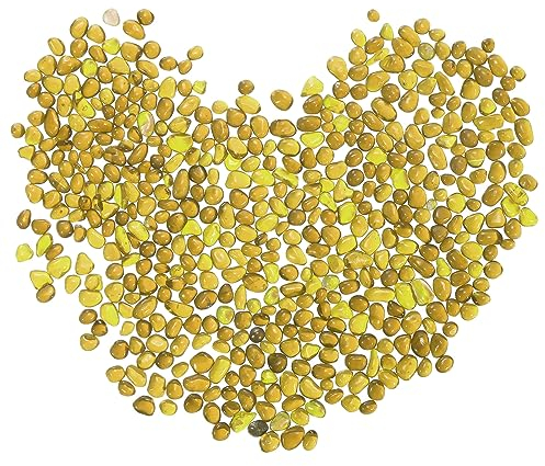 sourcing map 400g/0.88lb 5-7mm Decorative Glass Stones, Polished Glass Pebbles Marbles DIY Decor for Vase Filler Beads Crafts Fish Tank Aquarium Garden Decoration, Yellow