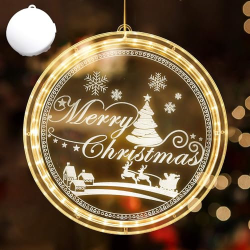 DAZZTIME Luci Sospese con Ventosa,Luci Finestra di Natale Luci 3D,Luci Natale per Finestra LED,Lucine Natale Luci Natalizie,per Finestra Camera da Letto Esterno Bianco Caldo