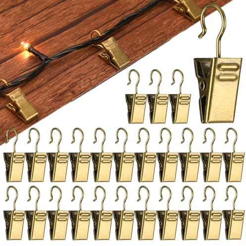Gisafai Weihnachts-Aphaltschindeln Dachlicht-Clips Mini-Lichtclips für Dachrinnen Haken zum Aufhängen von Lichterketten im Freien, Allzweck-Urlaubslicht-Clips, galvanisiertes Eisen (Bronze, 50 Stück)