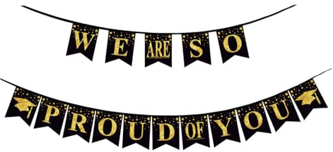 Eterspr Schwarz Party Dekorationen, Partys Banner für Abschlussfeier, Girlande Banner, Wird für Feste, Geburtstage und Feiern Verwendet