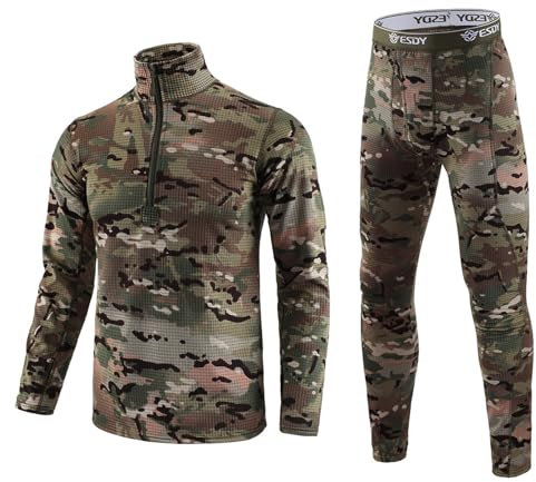 KONG JIMFAN Herren Thermounterwäsche Set Lange Oberteile Für Leggings Ski Outfit Herren Unterhosen Männer Mit Foto Herren Bekleidung Jagd Pullover Herren Warm Wrap Heat Jacket(Light Brown,XL)