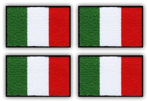 Set di quattro – Bandiera Patchion d'Italia – Piccolo (3,3 x 2,2 cm) – Termoadesivo – Toppa ricamata/distintiva/emblema