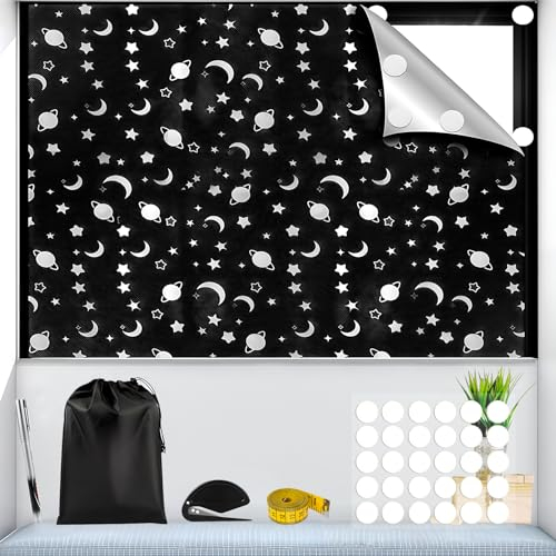 Kazaigou Portable Blackout Blind 300x145cm, 100% Blackout Blind Curtain, DIY Window Blinds, No Drill Window Shades & Blackout Blinds with Stickers & Tabs for Baby Nursery, Travel, Dorm Room