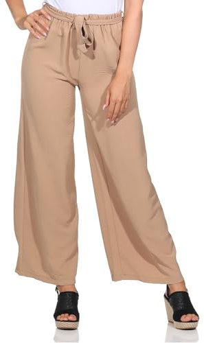 simaranda Weite Damenhose Palazzo Culotte Sommerhose im Marlene Stil für Freizeit Yoga Business 182 (DE/NL/SE/PL, Numerisch, 36, 40, Regular, Regular, Schlamm)