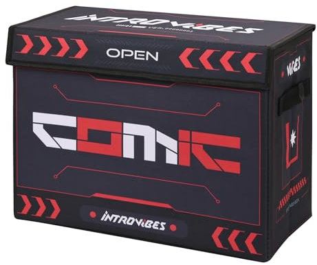 Introvibes Comic Book Storage Box, Collapsible, Holds 125-150 Sleeved and Boarded Comics, 15.4x7.9x11 inches