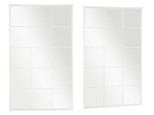 Giftdecor Espejo de Pared Blanco Metal Cristal Ventana 90 x 150 x 2 cm