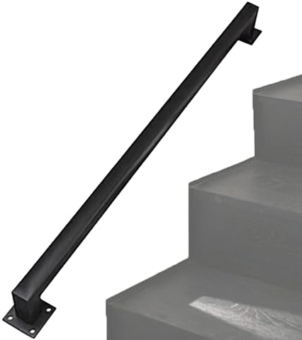 Rohr Treppenhandlauf | Vierkantrohr Treppenhandlauf | Senioren Haltegriffe | Edelstahl Treppenhandlauf Vierkantrohr Geländer Wandmontage Industrial-Stil Handläufe für Treppen