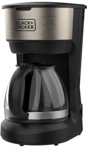 Black+Decker - Cafetera de Goteo BXCO600E | 600W | 6 Tazas | Jarra de Cristal Graduada | Filtro Permanente Extraíble | Placa Calefactora | Fácil Limpieza | Diseño Compacto