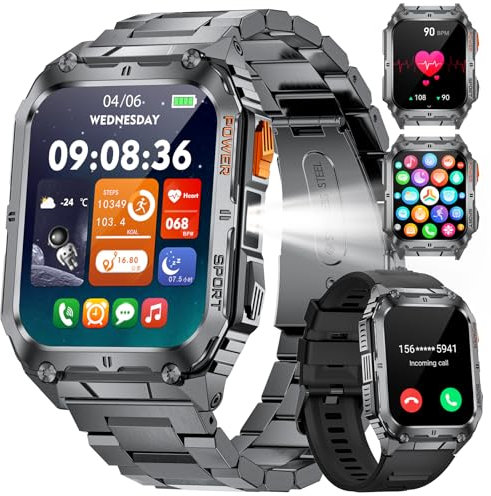 LIGE Smartwatch Herren mit Telefonfunktion,1.91'' HD Touchscreen,5ATM Wasserdicht,410mah Armbanduhr Herren mit 120+ Sportmodi Aktivitätstracker,Herzfrequenz/Schrittzähler/Schlafmonitor Schwarz