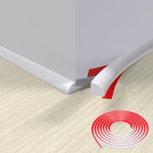 Lifuncren Moulure Auto-adhésives Flexible, 3 Mètres Garniture de Moulure Joint Plafond Mur Quart de Rond TPE, Moulure Murale Autocollante pour Bords de Carrelage, Murs, Plafonds, Sols, Plinthe (Blanc)