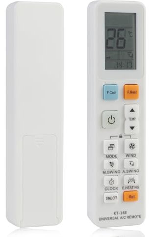 Mando a Distancia Universal Aire Acondicionado KT-16E, Mando para Aire Acondicionado para LG Midea Toshiba Haier Daikin Hitachi Sharp Sanyo Hisense Fujitsu etc con Función de Refrigeración/Calefacción